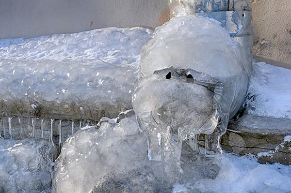 Frozen Water in the Downspout